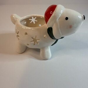 Yankee Candle Snowman Dog Tea Light Candle Holder 1652757 Santa Hat Scarf New